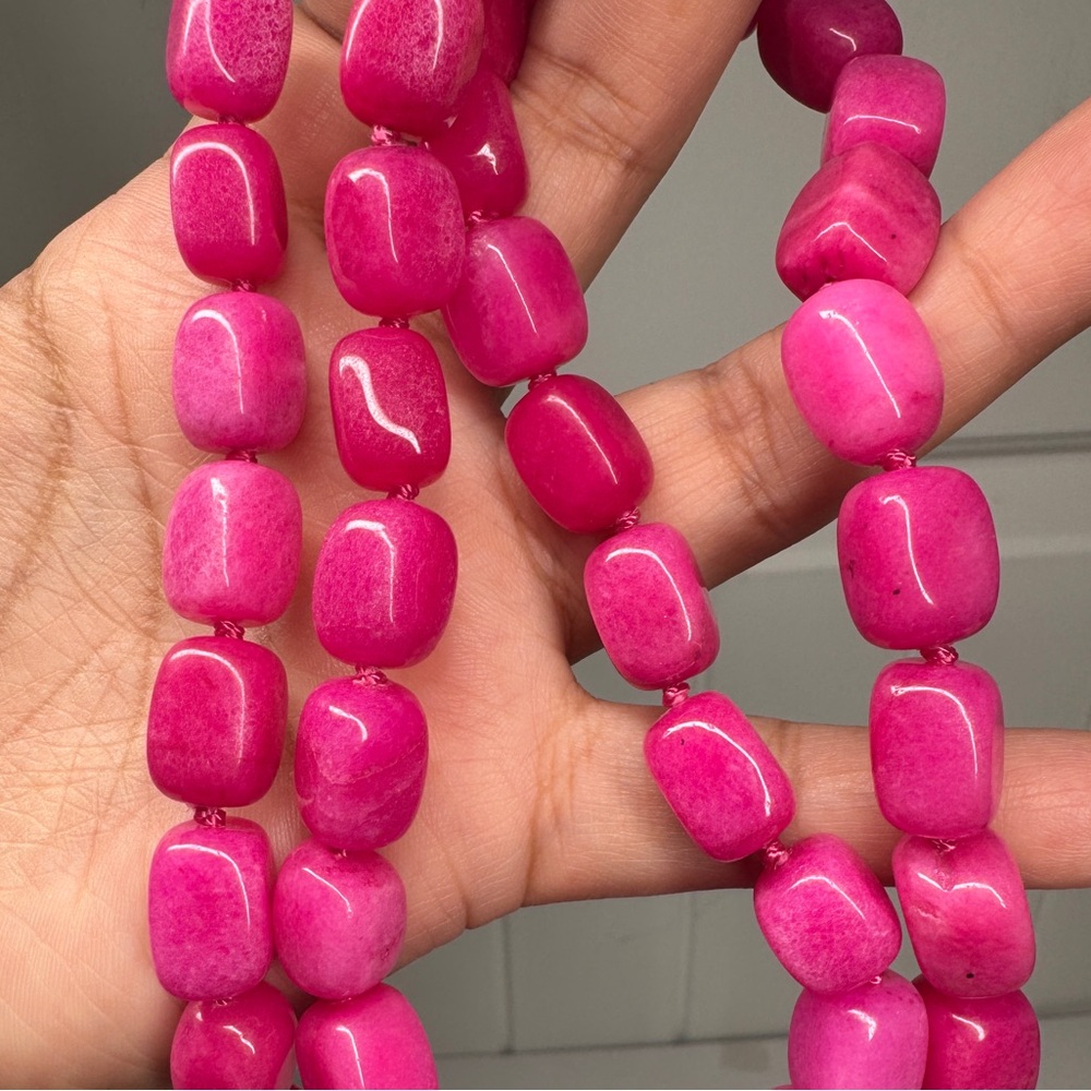 AIL 925 pink jade gemstone necklace